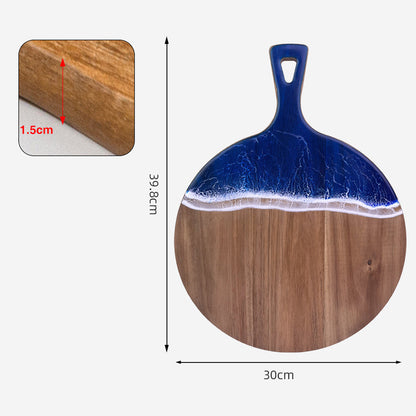 Luxury Resin Ocean Wave Wood Cutting Board - Handmade Acacia Wood Charcuterie Board