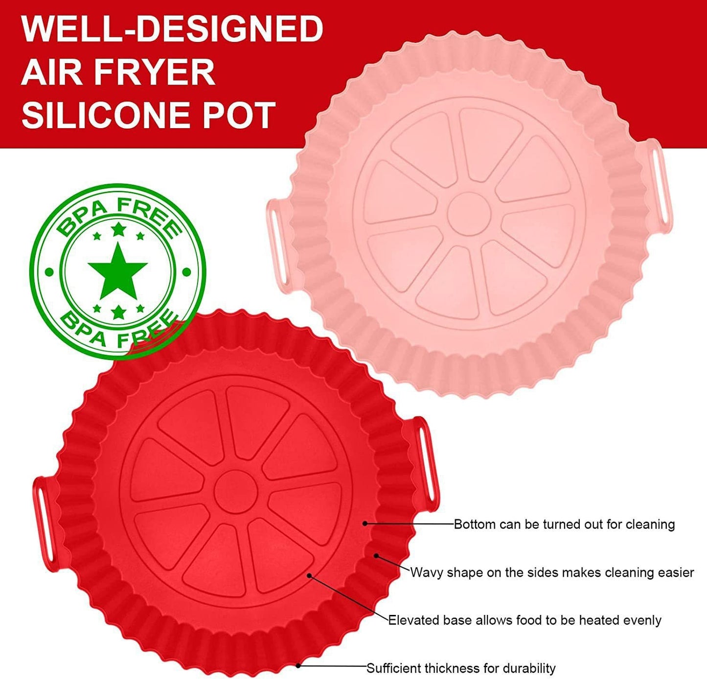 Reusable Foldable Air Fryer Silicone Pot - Heat-Resistant Non-Stick Baking Tray for Air Fryer