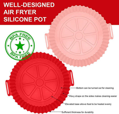 Reusable Foldable Air Fryer Silicone Pot - Heat-Resistant Non-Stick Baking Tray for Air Fryer