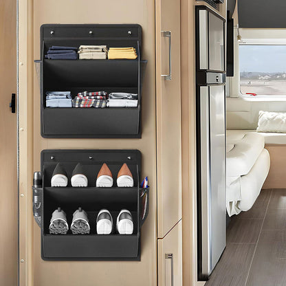 Adhesive RV Shoe Storage Bag - Over-The-Door Hanging Organizer with Deep Pockets
