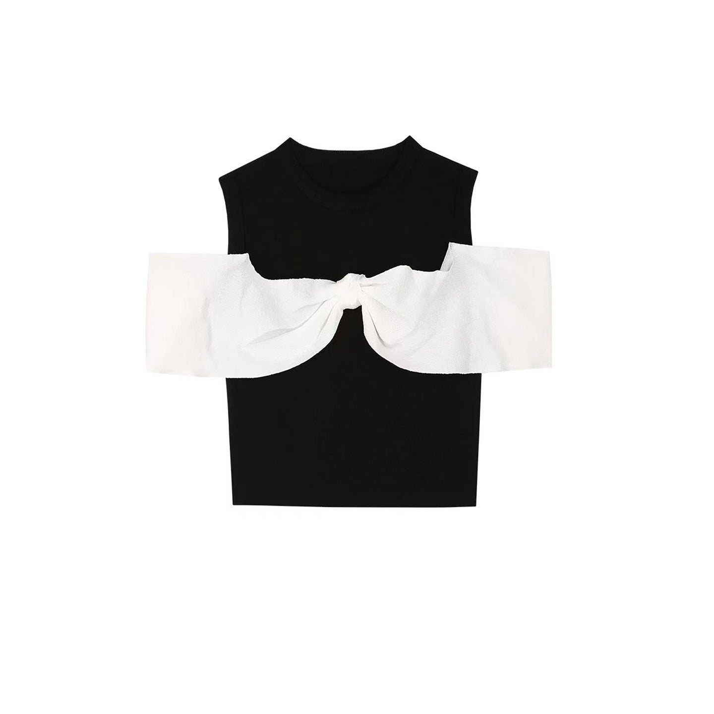 Stylish Color-Block Knitwear - Fitted Short Sleeve Top for Women