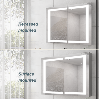 36 x 30 Inch LED Medicine Cabinet with Dimmable Anti-Fog Vanity Mirror
