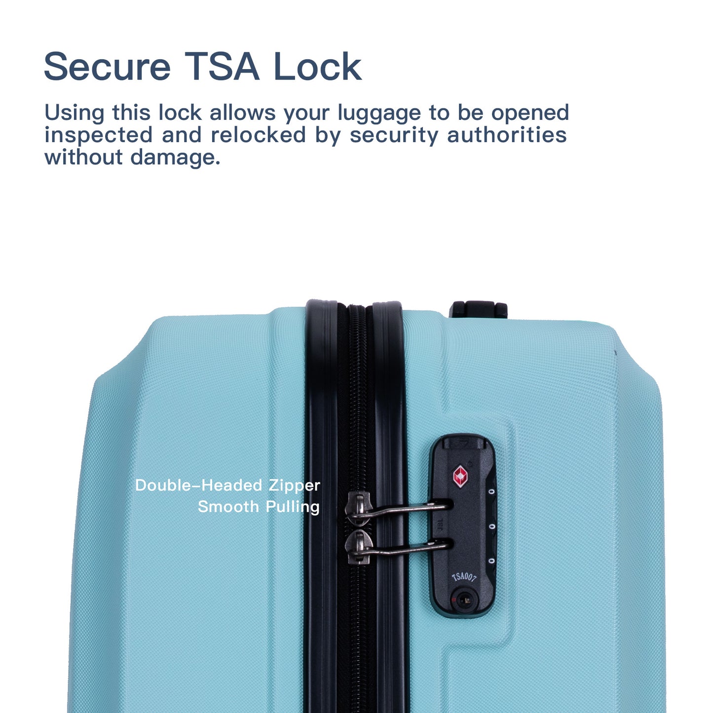 3-Piece Lightweight ABS Luggage Set with Spinner Wheels and TSA Lock - Green