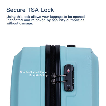 3-Piece Lightweight ABS Luggage Set with Spinner Wheels and TSA Lock - Green