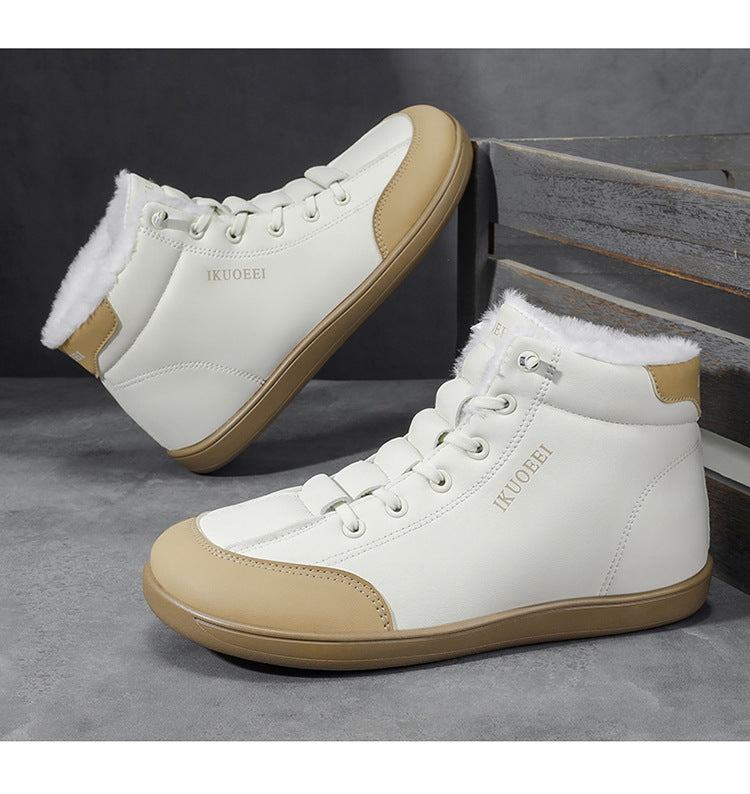 Mid Top Wide Last Cotton Shoes with Plush Warm Lining