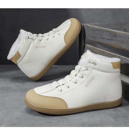 Mid Top Wide Last Cotton Shoes with Plush Warm Lining