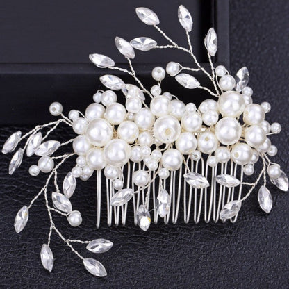 Elegant Crystal & Faux Pearl Wedding Hair Piece for Brides