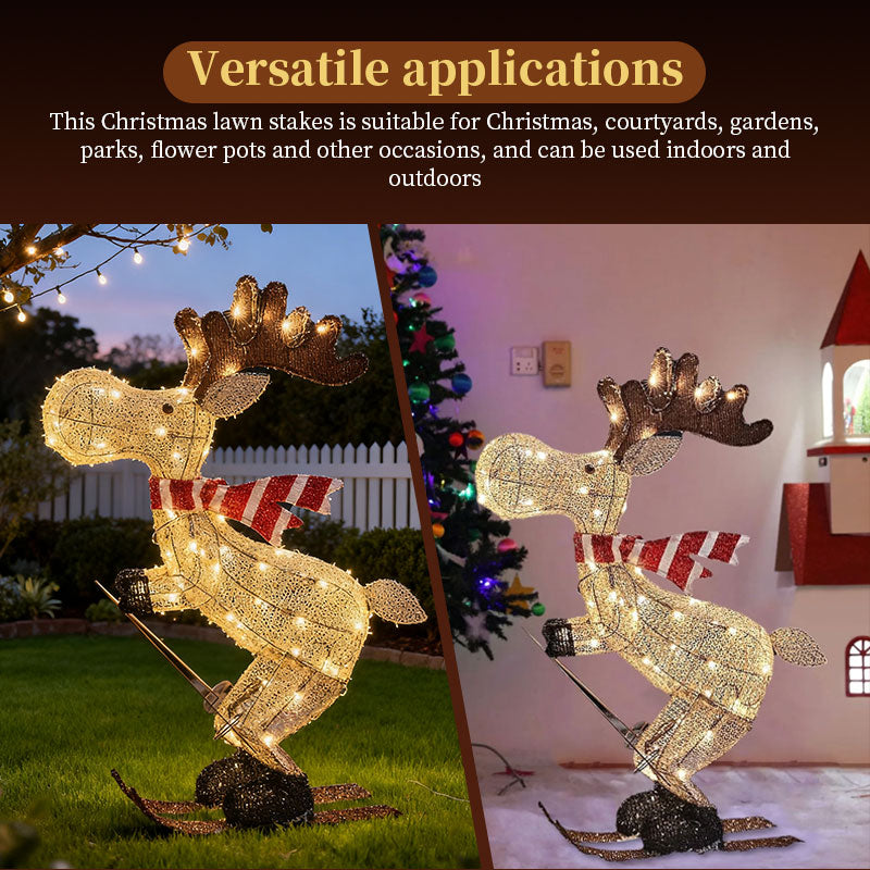 Festive LED Skiing Reindeer Decoration for Lawn, Tree & Home Decor
