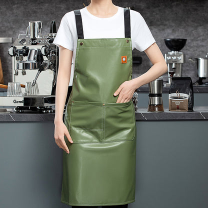 Heavy Duty Soft Leather Apron for Cooking & BBQ | Adjustable Elastic Band & Multi-Pocket Design