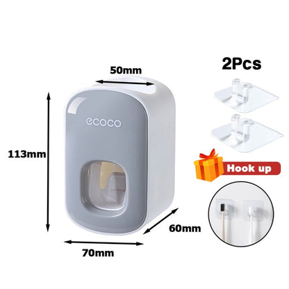 Hands-Free Automatic Toothpaste Dispenser – Wall Mounted Dust-Proof Toothbrush Holder Set