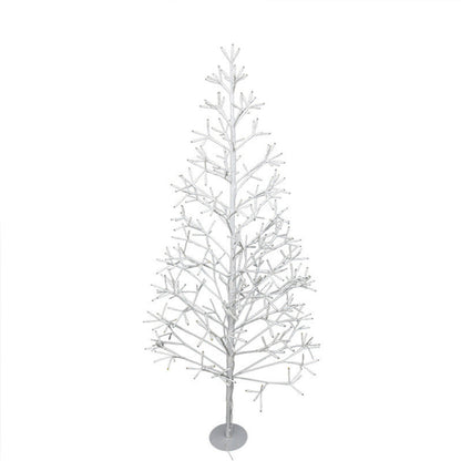 9ft White Artificial Christmas Tree Pre-Lit with Warm White LED Fairy Lights / Indoor/Outdoor Holiday Home Decor