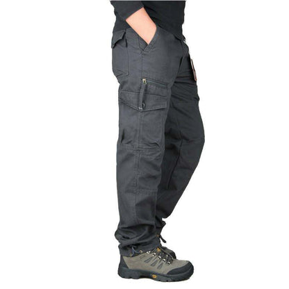 Men's Cotton Cargo Overalls for Camping & Hiking | Straight-Leg, Multi-Pocket Baggy Trousers