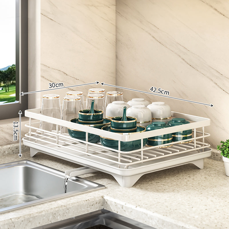 Premium Adjustable Stainless Steel Dish Drying Rack - Multi-Functional Kitchen Sink Organizer & Plate Holder (Rust-Proof)