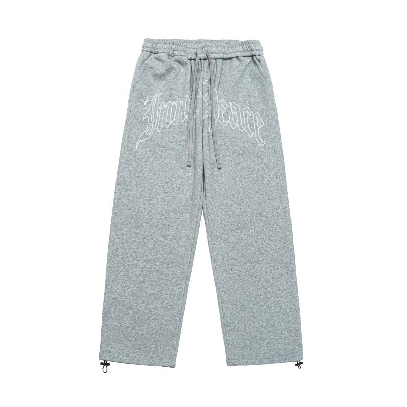 Unisex Loose Fit Sweatpants with Drawstring and Large Letter Print
