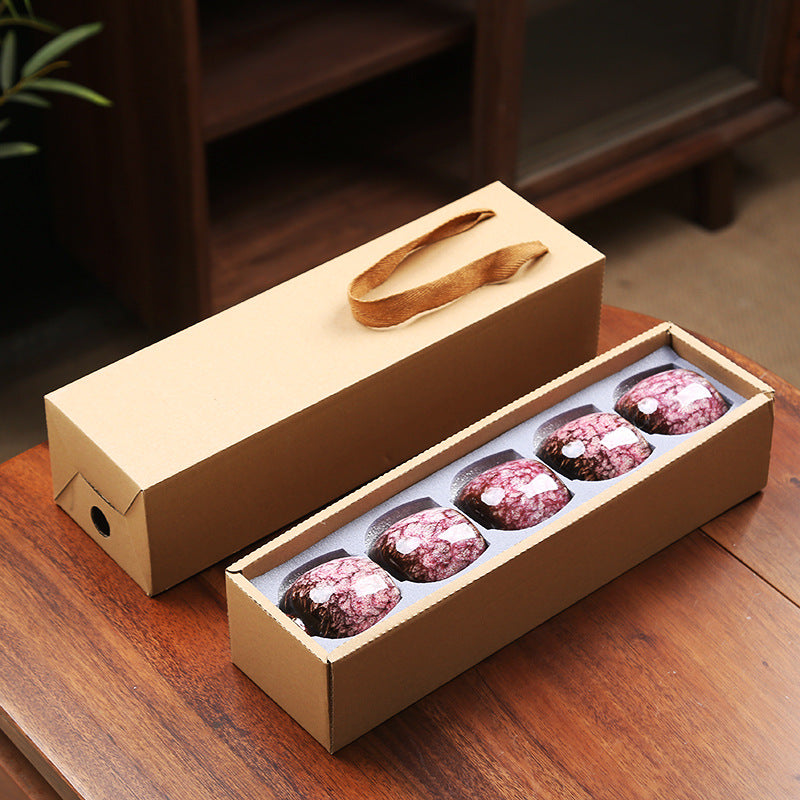 Jian Zhan Master Tea Cups with Egg-Shaped Design and Colorful Glaze