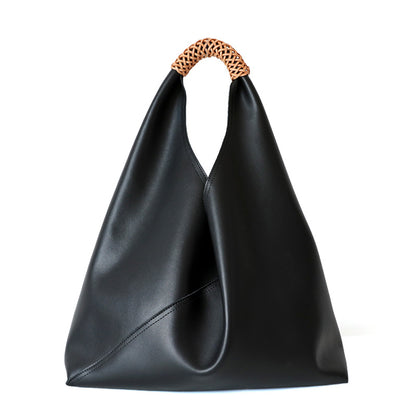 Luxury Spliced Woven Handle Shoulder Bag - Chic PU Leather Hobo Bag & Tote for Women