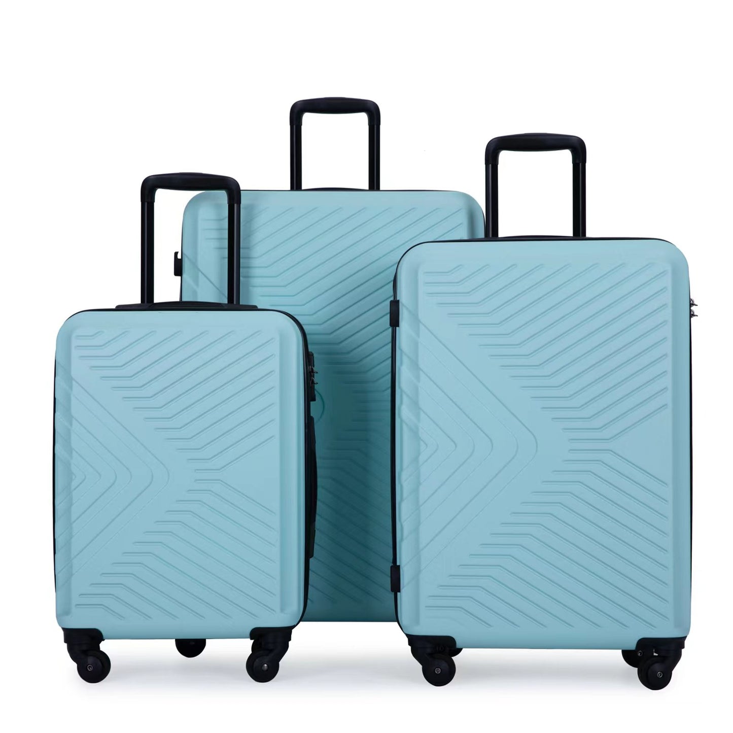 3-Piece Lightweight ABS Luggage Set with Spinner Wheels and TSA Lock - Green