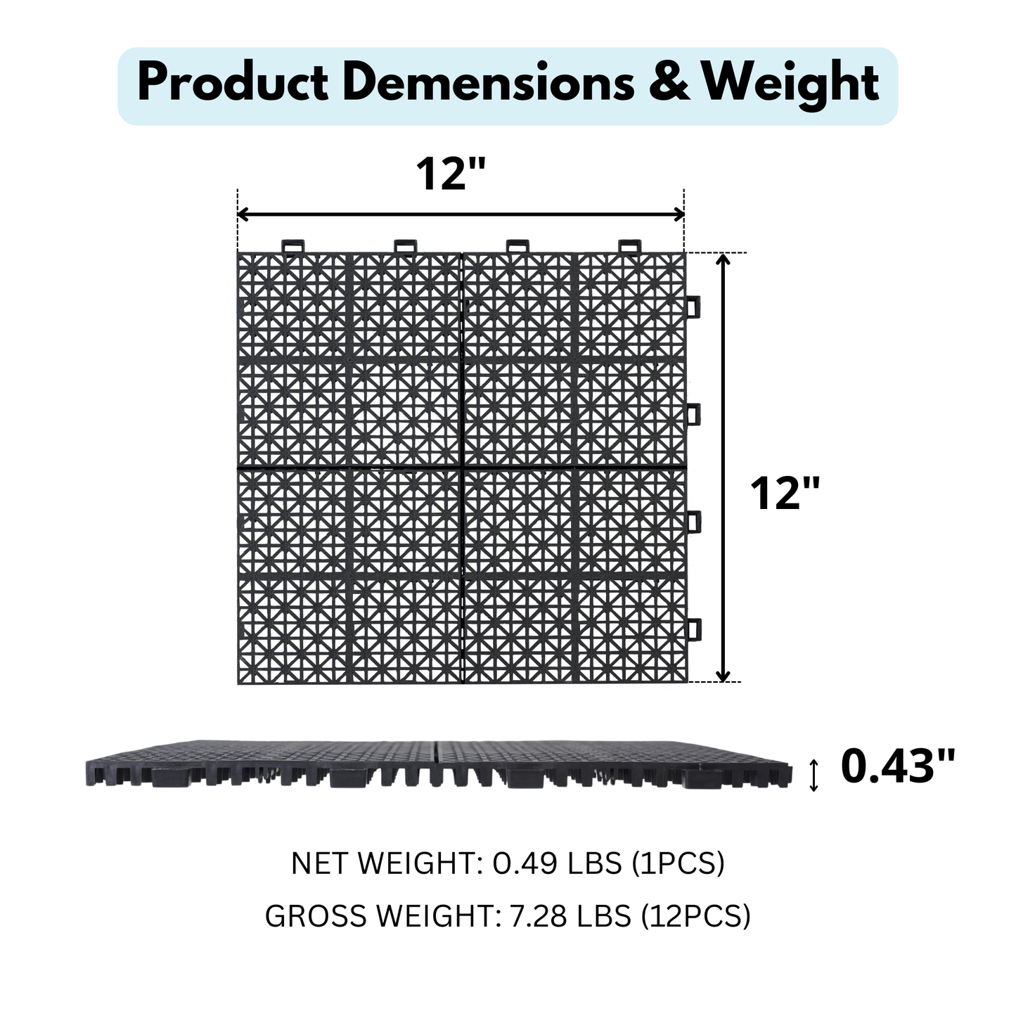 Non-Slip Drainage Floor Tiles for Showers, Patios, and Balconies