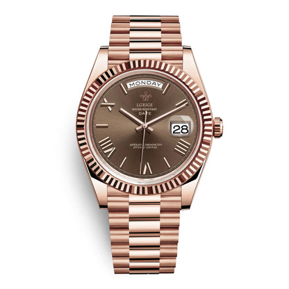Luxury Gold-Tone Business Watch - Elegant Calendar Wristwatch for Men