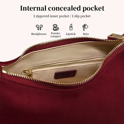 Fashionable Women's Winter Bag - Elegant Suede Purse with Leather Tassels & Unique Handle