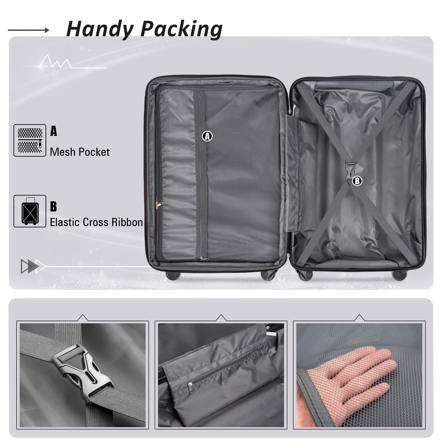 2-Piece Expandable ABS Lightweight Spinner Luggage Set with TSA Lock - Purple (20"+24")