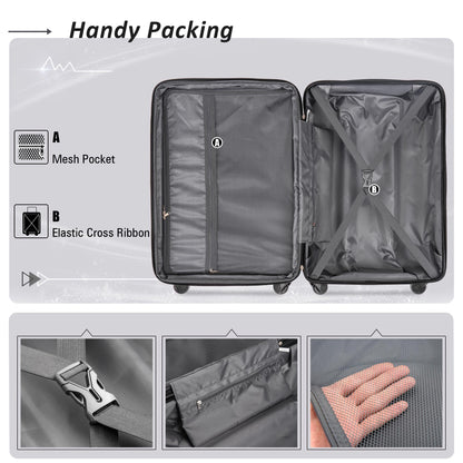 2-Piece Expandable ABS Lightweight Spinner Luggage Set with TSA Lock - Purple (20"+24")