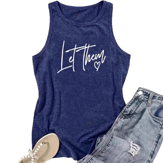Let Them' Slogan Printed Vest | Loose Fit Graphic Tank Top for
