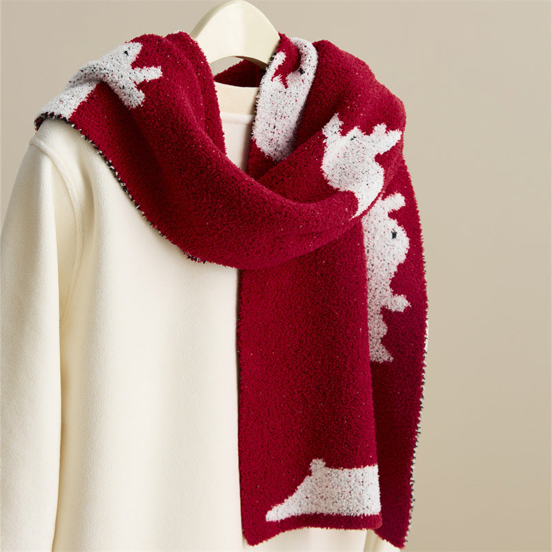 Festive Rabbit Print Plush Blanket – Cozy New Year Special Sofa Throw & Warm Lap Scarf