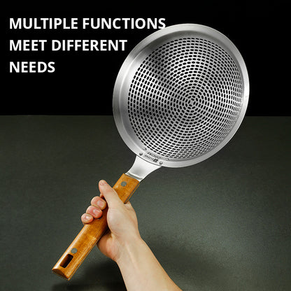 Large Stainless Steel Spider Strainer Skimmer with Wooden Handle for Frying and Cooking