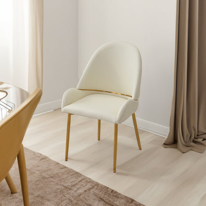 Modern PU Leather Dining Chair with Gold Metal Legs – Ergonomic Padded Seat for Home & Office (Set of 2)