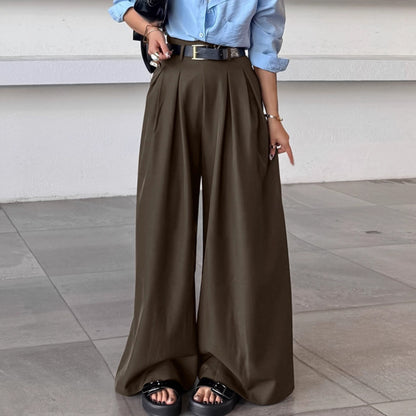 British Style Light Luxury Pleated Drape Casual Wide Leg Pants