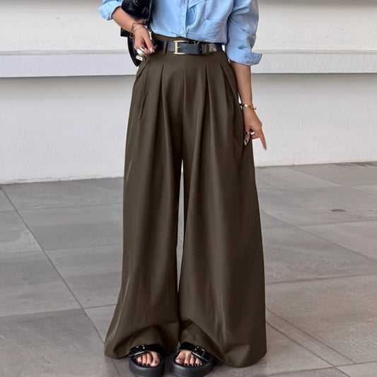 British Style Light Luxury Pleated Drape Casual Wide Leg Pants