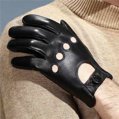 Men's Classic Perforated Leather Driving Gloves | Anti-Slip Sports Cycling & Outdoor Gloves
