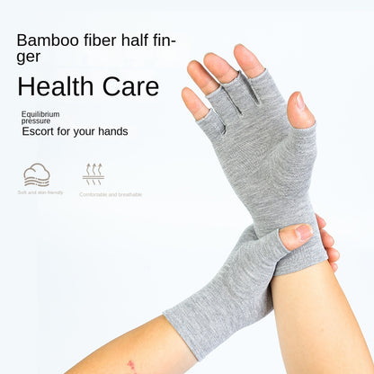 Bamboo Charcoal Fiber Compression Gloves - Joint Support & Pain Relief Half Finger Gloves