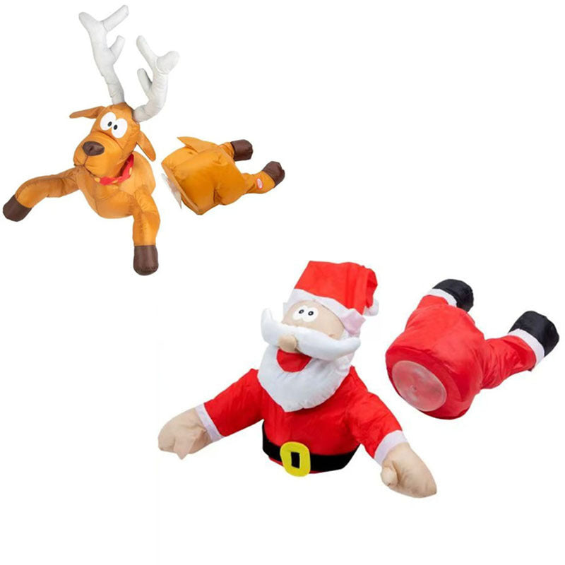 Festive Animated Santa Stuck in Window Decor - Fun Holiday Party Accessory