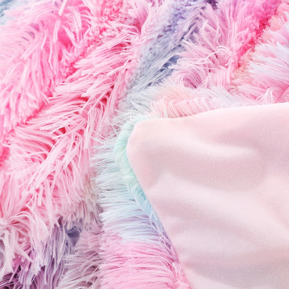 Colorful Rainbow Tie-Dye Plush Blanket – Ultra Soft Nordic Style Fuzzy Throw for Sofa, Office & Nap Time