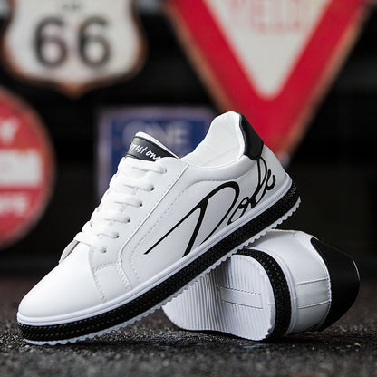 Men's Versatile Flat Casual Shoes - Trendy White Student Sports Board Sneakers