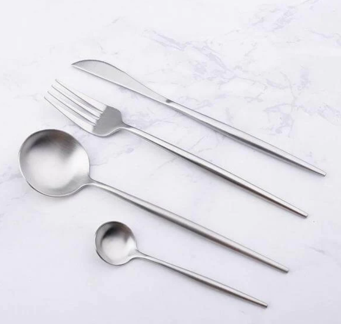 Premium 304 Stainless Steel Cutlery Set - Luxury 4-Piece Knife, Fork & Spoon Set