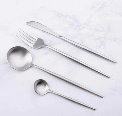 Premium 304 Stainless Steel Cutlery Set - Luxury 4-Piece Knife, Fork & Spoon Set