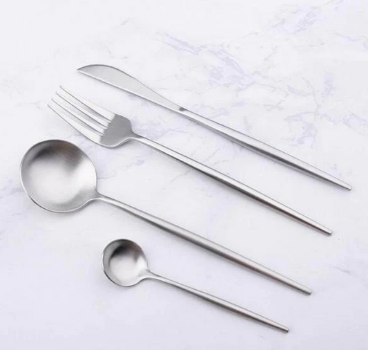 Premium 304 Stainless Steel Cutlery Set - Luxury 4-Piece Knife, Fork & Spoon Set