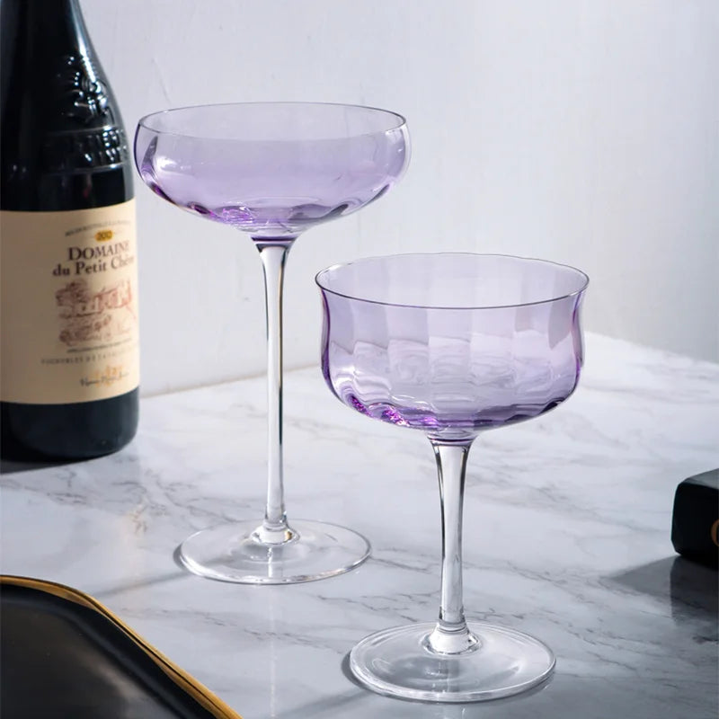 Luxury Lavender Crystal Wine Glass & Champagne Goblet Set | Nordic Style