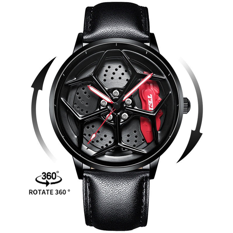 Luxury Men's Car Wheel Hub Watch - Stainless Steel Waterproof Quartz Wristwatch