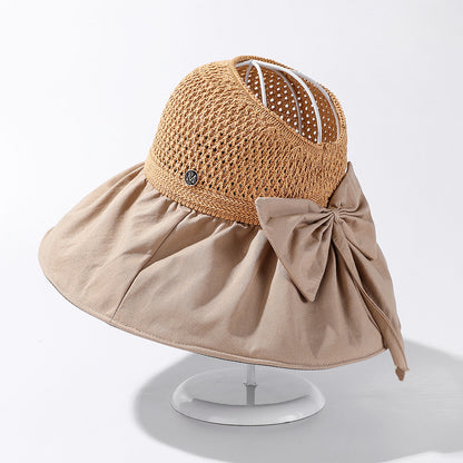 Women's Summer Wide Brim Sun Hat - Foldable Beach Visor with UV Protection
