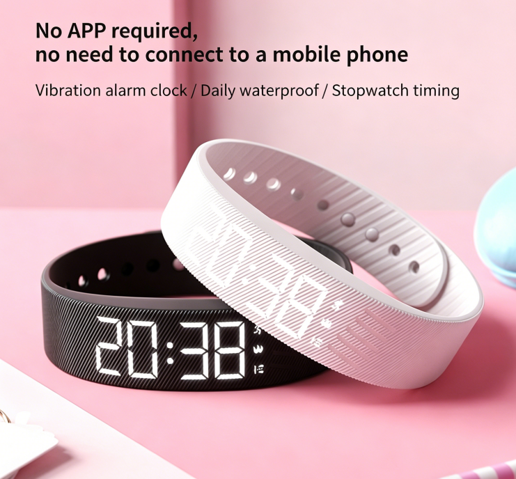 Multi-Functional Sports Fitness Tracker - Slim Digital LED Watch with Vibration Alarm