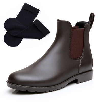 Women's Short Rain Boots - Waterproof Anti-Slip Chelsea Water Boots