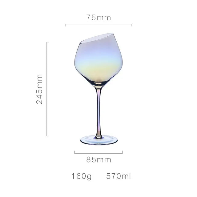 Creative Bevel Champagne/Wine Glass Cups with Iridescent Color-Changing Finish