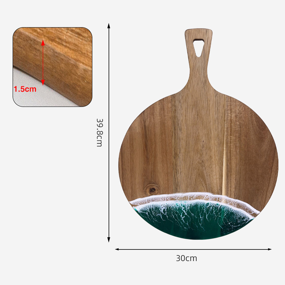 Luxury Resin Ocean Wave Wood Cutting Board - Handmade Acacia Wood Charcuterie Board