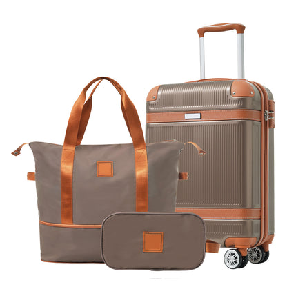 3-Piece Hardshell ABS Suitcase Set with Double Spinner Wheels & TSA Lock - Copper