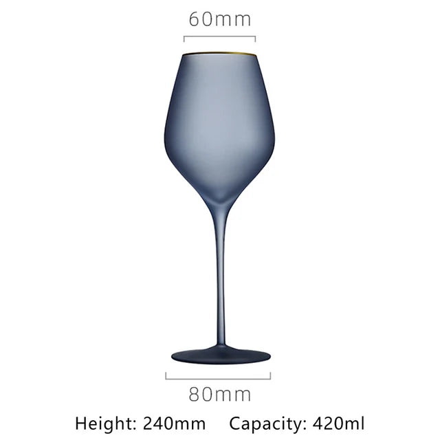 Elegant Frosted Matte Wine Glass with Gold Rim - Luxury Colorful Party Goblets
