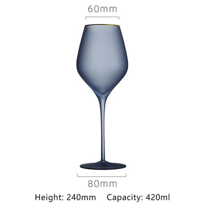 Elegant Frosted Matte Wine Glass with Gold Rim - Luxury Colorful Party Goblets